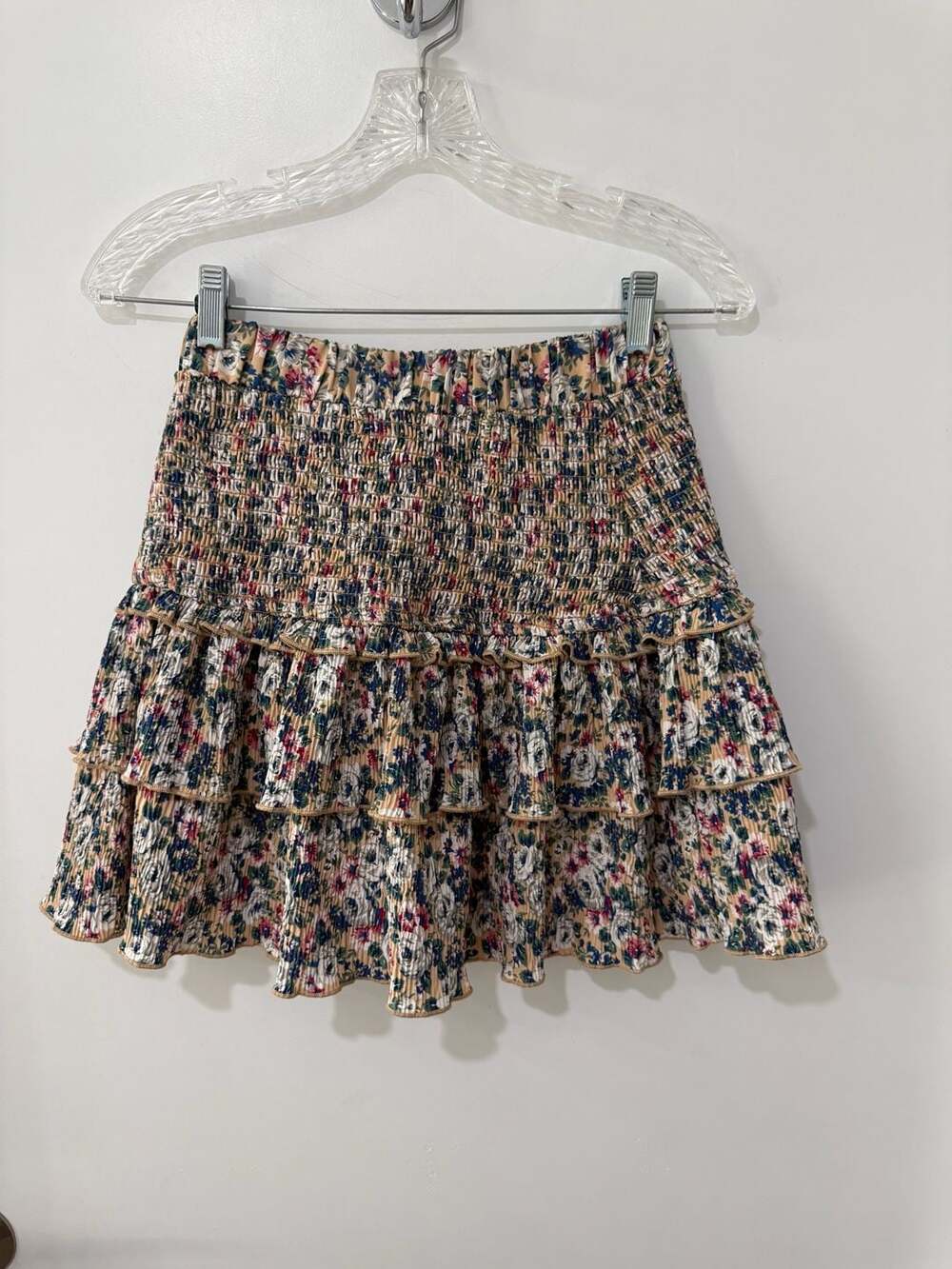 English Factory Women's Floral Print Smocked Tiered Mini Skirt